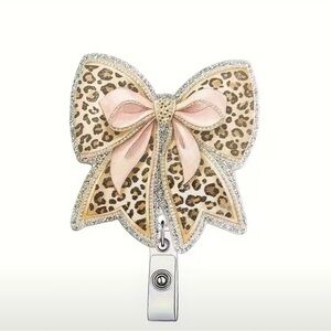 Leopard Print Bow Badge Reel